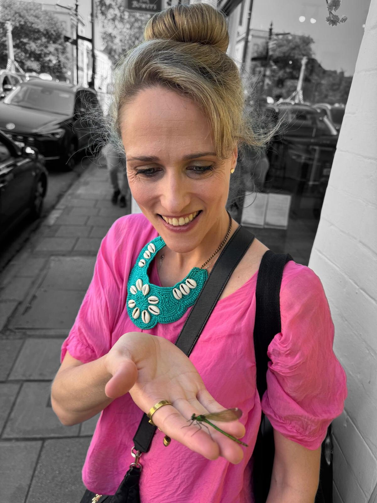 Liz with Damselfly on hand