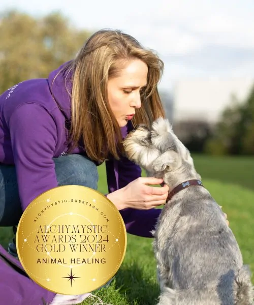 Liz & Dog with award